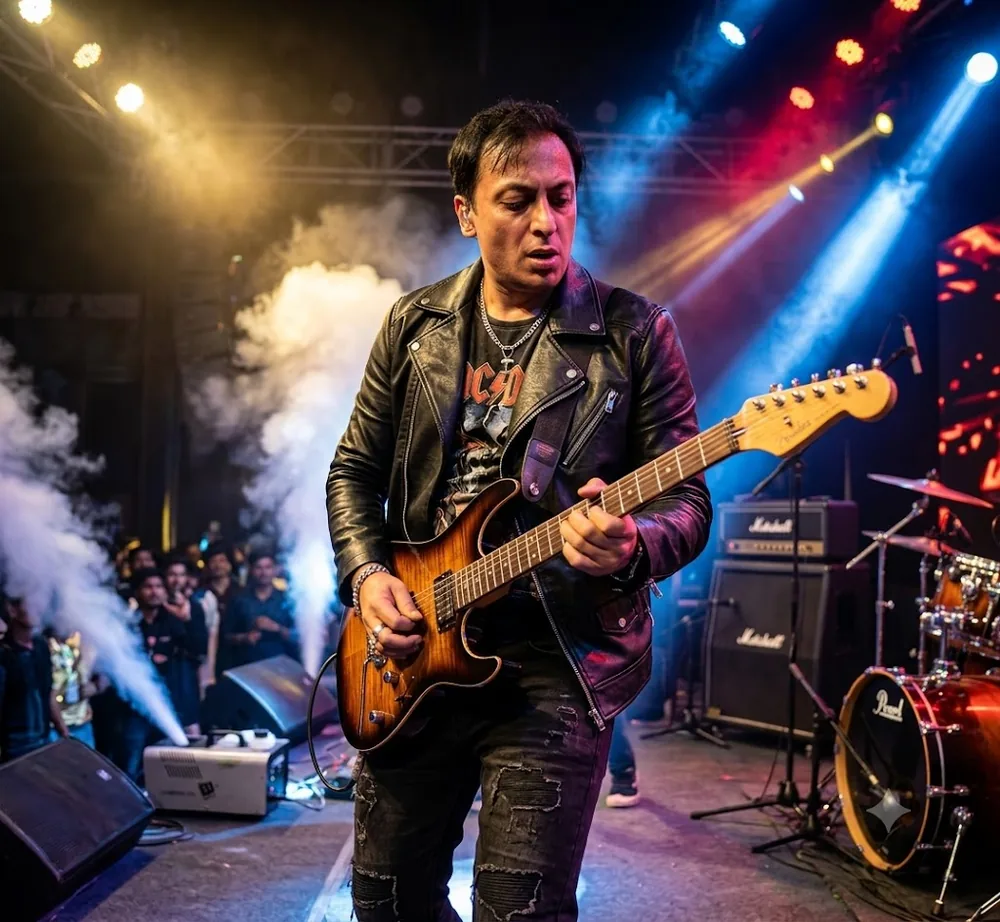 G10 Jiten playing guitar on stage
